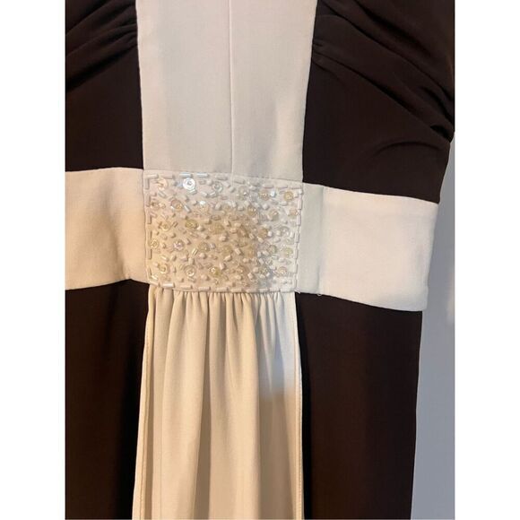 Jessica Howard Women's 10 Petite Sleeveless Colorblock Evening Dress Black White - Picture 4 of 7